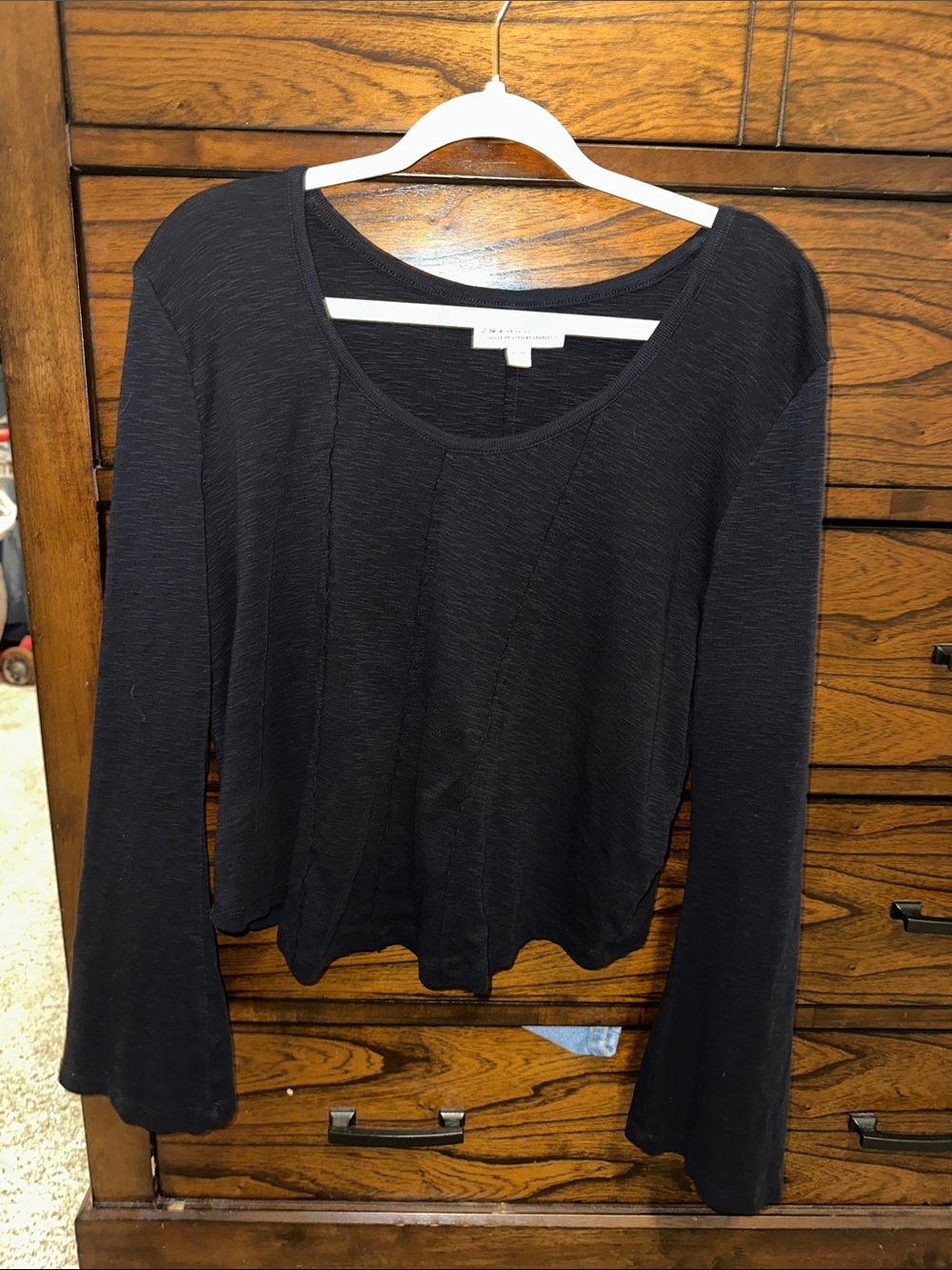 Idyllwind Black Long Sleeve Scoop Neck Top
